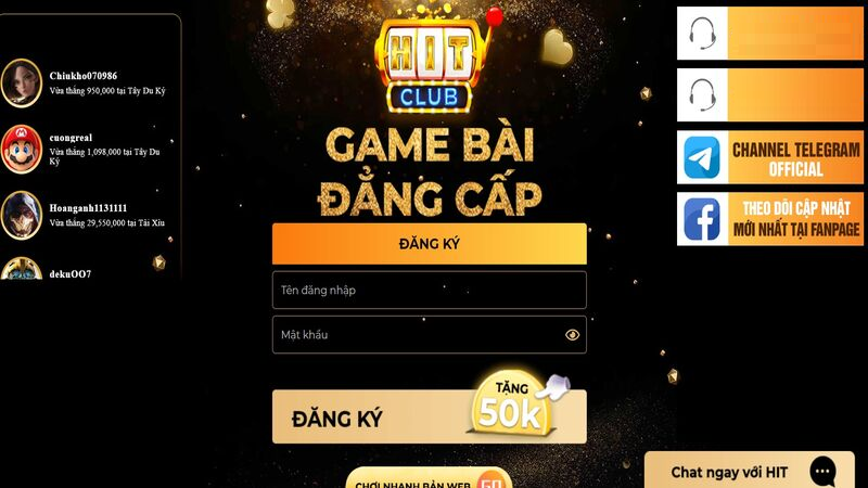 Đăng ký HIT CLUB game bài đẳng cấp